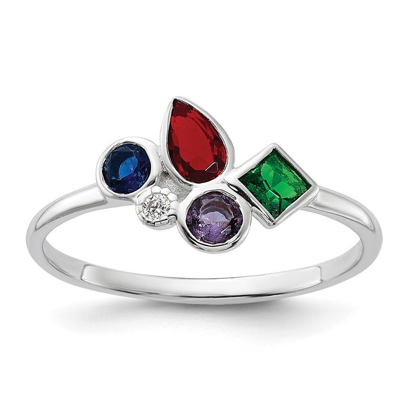 Kazi Luxury Sterling Silver E-Coated Multi Color Cz Ring 47$